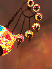 9-BALL TURKISH  MOSAIC CHANDELIER WITH MEDIUM GLOBES - TurkishLights.NET