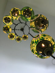 9-BALL TURKISH  MOSAIC CHANDELIER WITH MEDIUM GLOBES - TurkishLights.NET