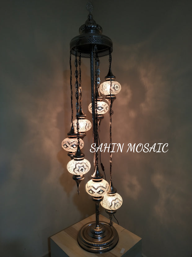 FLOOR LAMP WITH  7 LARGE GLOBES and CHROME FINISH ,ID:131 - TurkishLights.NET