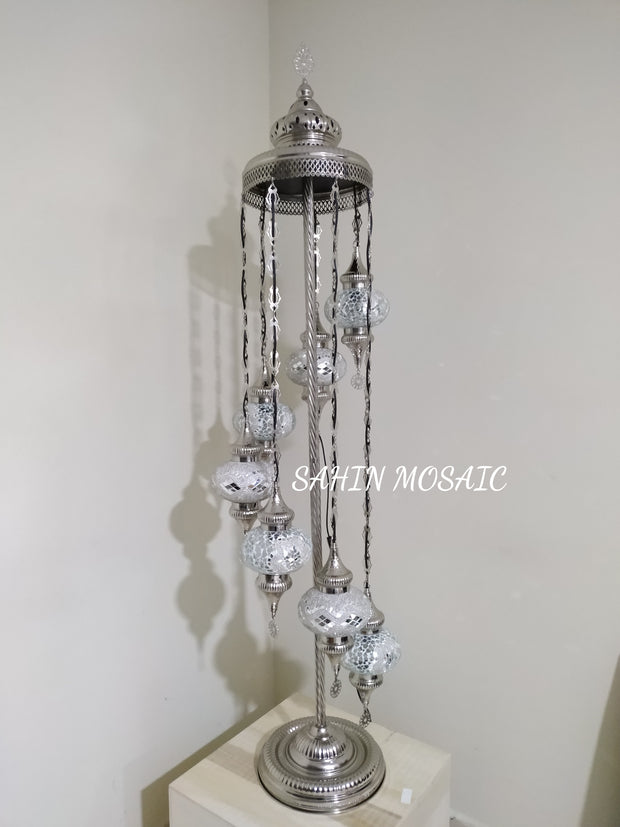 FLOOR LAMP WITH  7 LARGE GLOBES and CHROME FINISH ,ID:131 - TurkishLights.NET