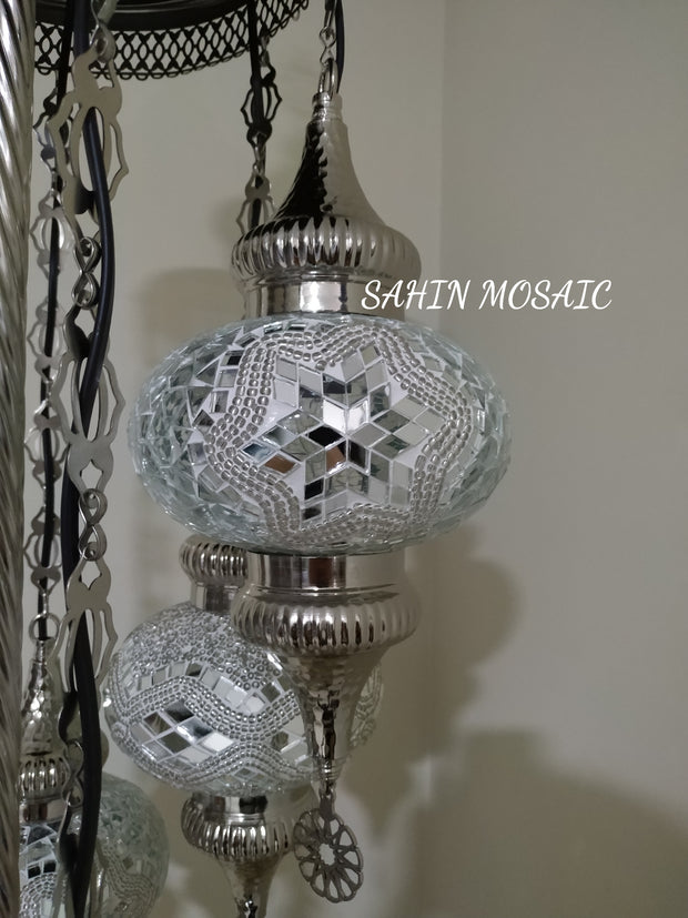 FLOOR LAMP WITH  7 LARGE GLOBES and CHROME FINISH ,ID:131 - TurkishLights.NET