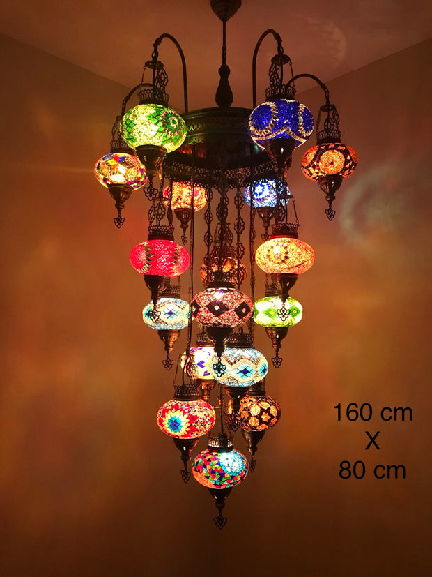 17 Globe Arched Mosaic Chandelier, FREE SHIPPING - TurkishLights.NET