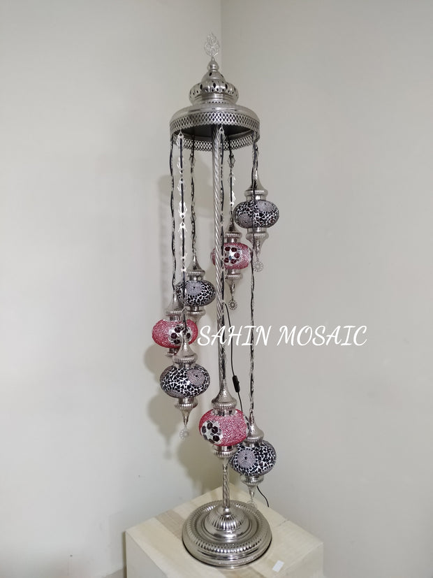 FLOOR LAMP WITH  7 LARGE GLOBES and CHROME FINISH ,ID:131 - TurkishLights.NET