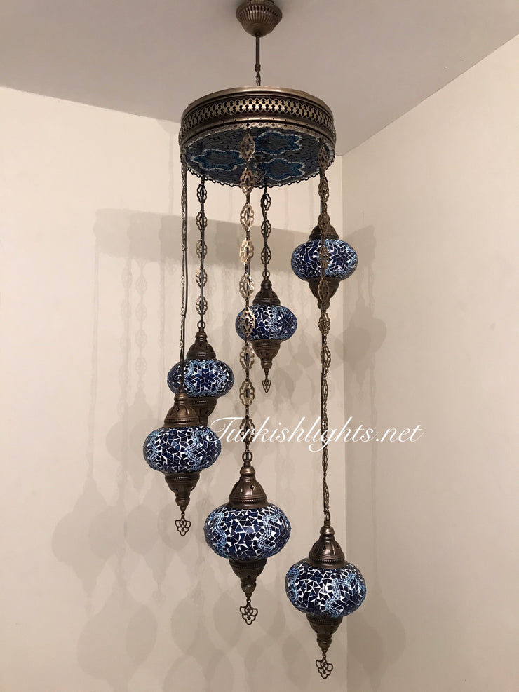 Chandelier With light in ceiling 155 (Large globe) - TurkishLights.NET