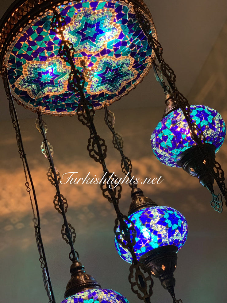 Chandelier With light in ceiling 155 (Large globe) - TurkishLights.NET