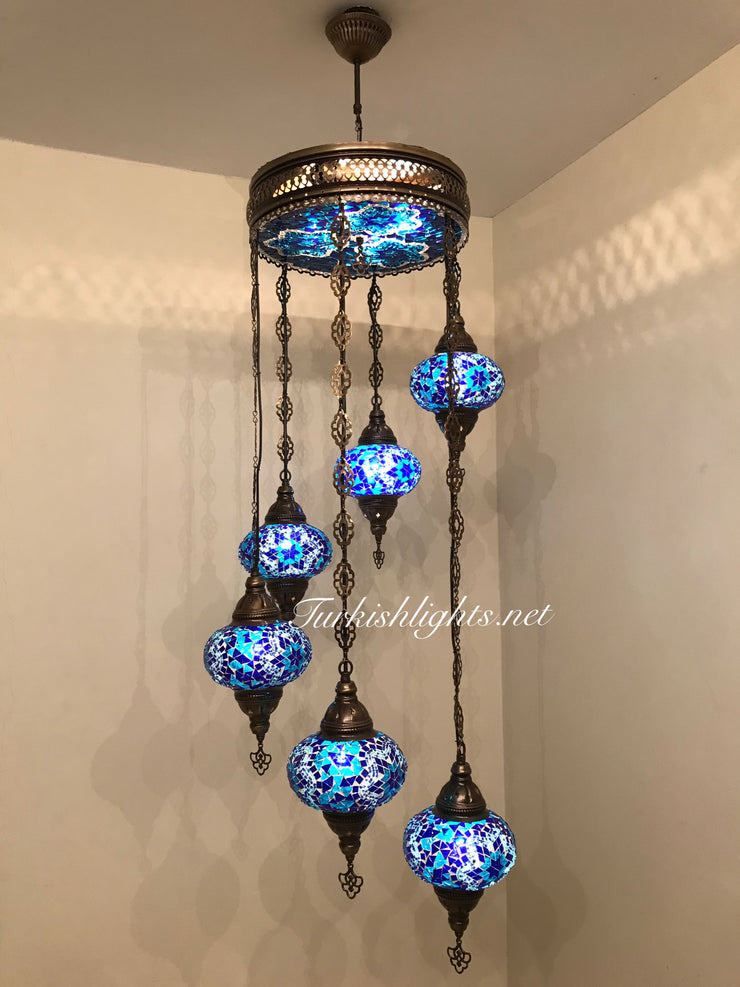 Chandelier With light in ceiling 155 (Large globe) - TurkishLights.NET