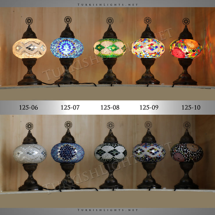 Single Turkish Mosaic Table Lamp With Large Globe ID:125 - TurkishLights.NET