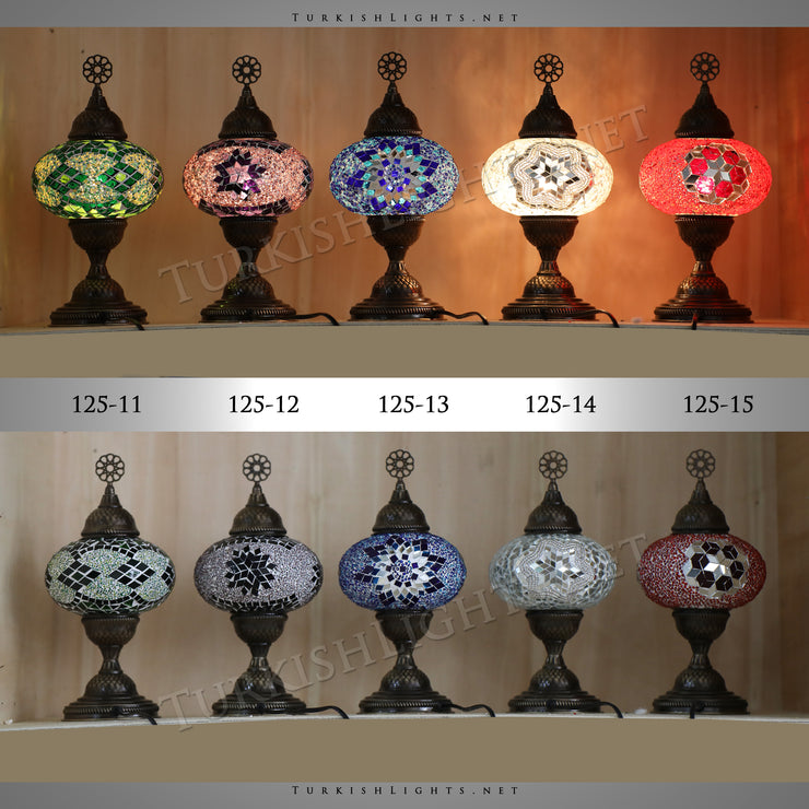 Single Turkish Mosaic Table Lamp With Large Globe ID:125 - TurkishLights.NET