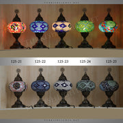 Single Turkish Mosaic Table Lamp With Large Globe ID:125 - TurkishLights.NET