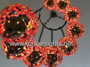 9-BALL TURKISH  MOSAIC CHANDELIER WITH LARGE GLOBES, RED - TurkishLights.NET
