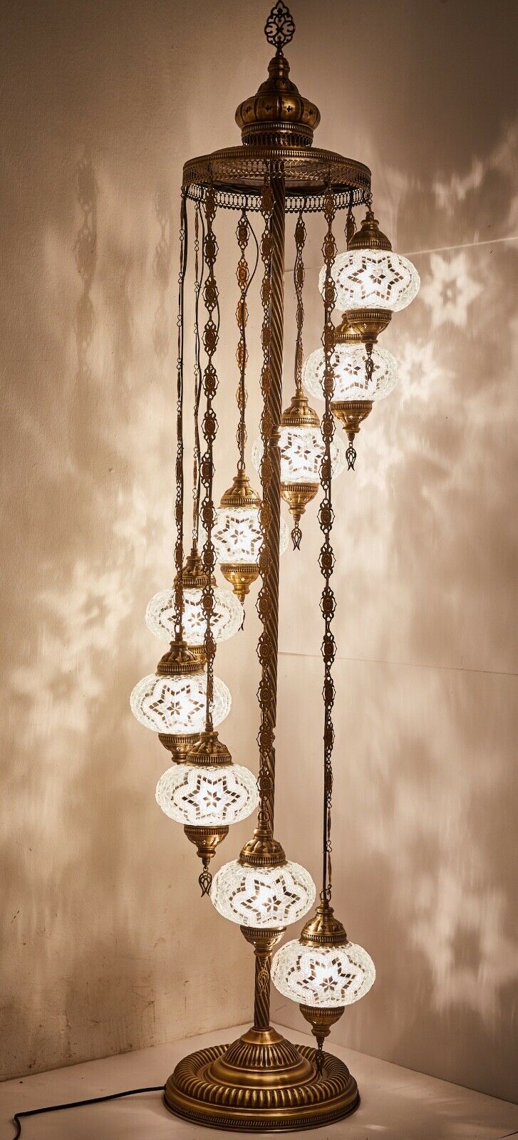 Magnificent Turkish Mosaic Floor Lamp | 9 Large Globes | FL9-4