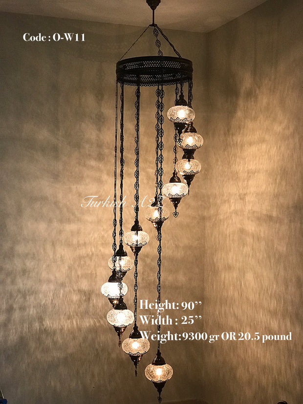 Ottoman Chandelier with 11 Cracked Globes (water drop model) , ID:147 - TurkishLights.NET