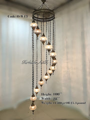 Ottoman Chandelier with 13 Cracked Globes (water drop model) , ID:147 - TurkishLights.NET