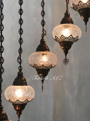 Ottoman Chandelier with 13 Cracked Globes (water drop model) , ID:147 - TurkishLights.NET