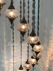 Ottoman Chandelier with 15 Cracked Globes (water drop model) , ID:147 - TurkishLights.NET