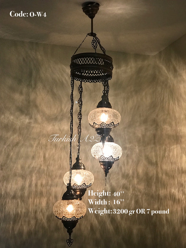 Ottoman Chandelier with 4 Cracked Globes (water drop model) , ID:147 - TurkishLights.NET