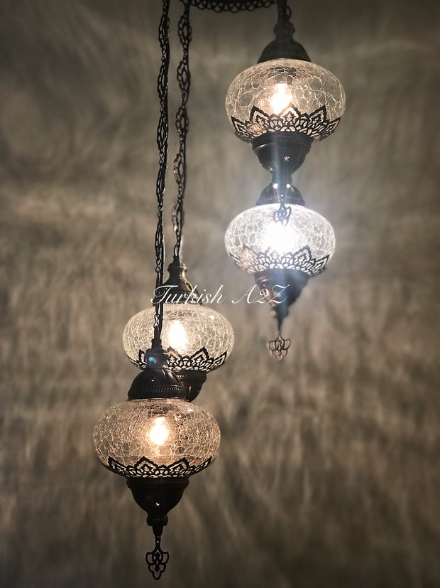 Ottoman Chandelier with 4 Cracked Globes (water drop model) , ID:147 - TurkishLights.NET