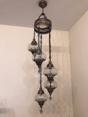 Ottoman Chandelier with 5 Cracked Globes (water drop model) , ID:147 - TurkishLights.NET