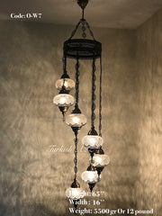 Ottoman Chandelier with 7 Cracked Globes (water drop model) , ID:147 - TurkishLights.NET