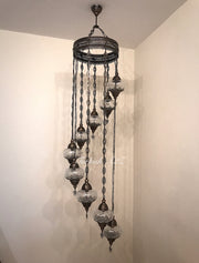 Ottoman Chandelier with 9 Cracked Globes (water drop model) , ID:147 - TurkishLights.NET