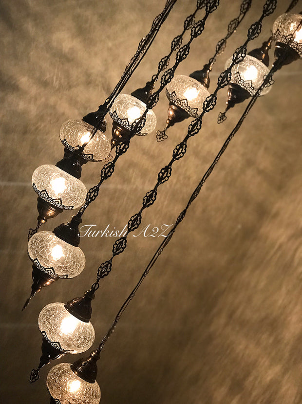 Ottoman Chandelier with 9 Cracked Globes (water drop model) , ID:147 - TurkishLights.NET