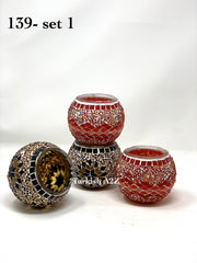 Set Of 4 Turkish Mosaic Candle Holders,ID: 139-01 - TurkishLights.NET