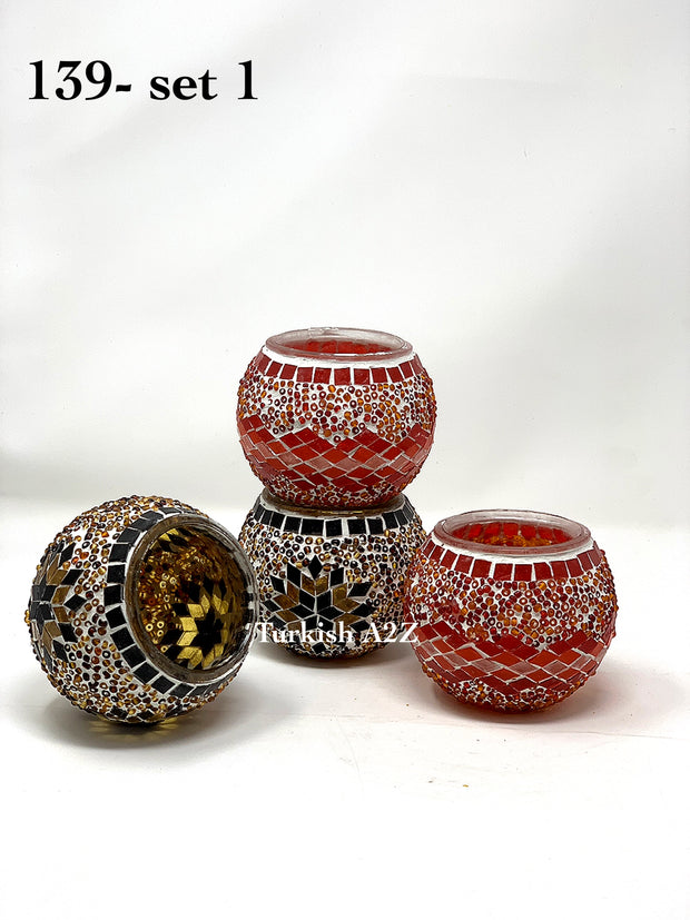 Set Of 4 Turkish Mosaic Candle Holders,ID: 139-01 - TurkishLights.NET