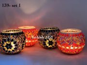 Set Of 4 Turkish Mosaic Candle Holders,ID: 139-01 - TurkishLights.NET