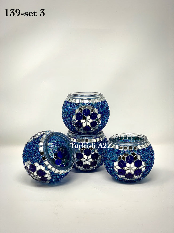 Set Of 4 Turkish Mosaic Candle Holders,ID: 139-03 - TurkishLights.NET