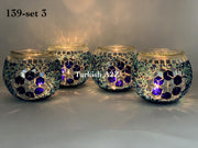 Set Of 4 Turkish Mosaic Candle Holders,ID: 139-03 - TurkishLights.NET