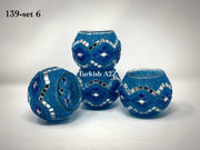 Set Of 4 Turkish Mosaic Candle Holders,ID: 139-06 - TurkishLights.NET