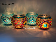Set Of 4 Turkish Mosaic Candle Holders,ID: 139-09 - TurkishLights.NET