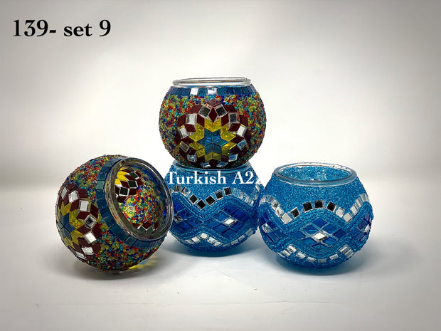 Set Of 4 Turkish Mosaic Candle Holders,ID: 139-09 - TurkishLights.NET