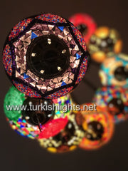 9-BALL TURKISH  MOSAIC CHANDELIER WITH LARGE GLOBES, SOFT MIX - TurkishLights.NET