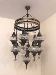 Chandelier with 11 Cracked Globes (Sultan model) , ID:148 - TurkishLights.NET