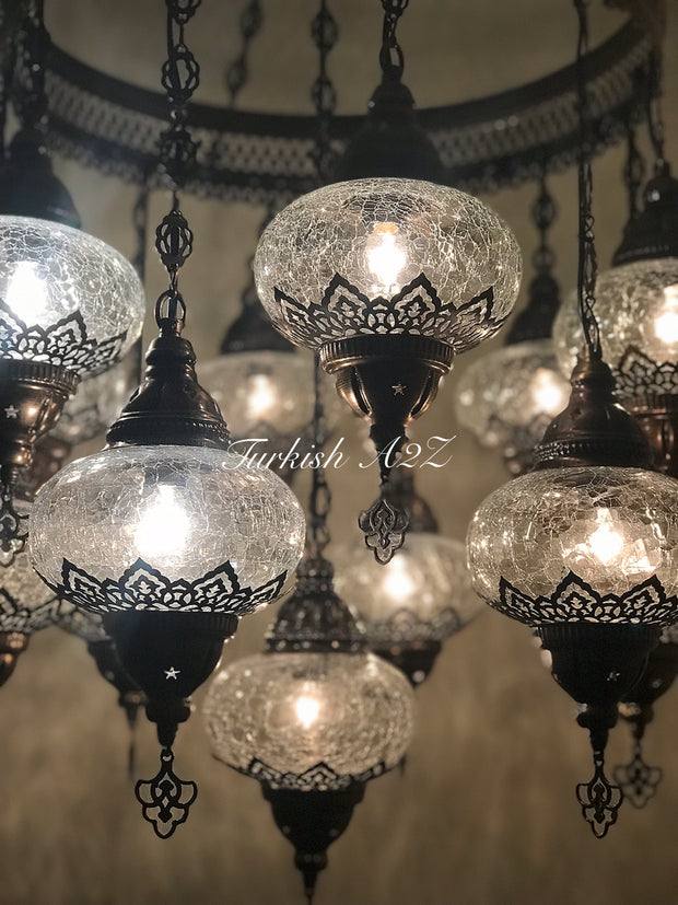 Chandelier with 13 Cracked Globes (Sultan model) , ID:148 - TurkishLights.NET