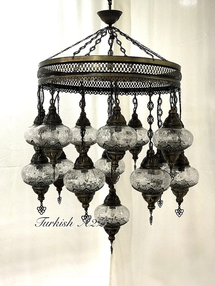 Chandelier with 15 Cracked Globes (Sultan model) , ID:148 - TurkishLights.NET