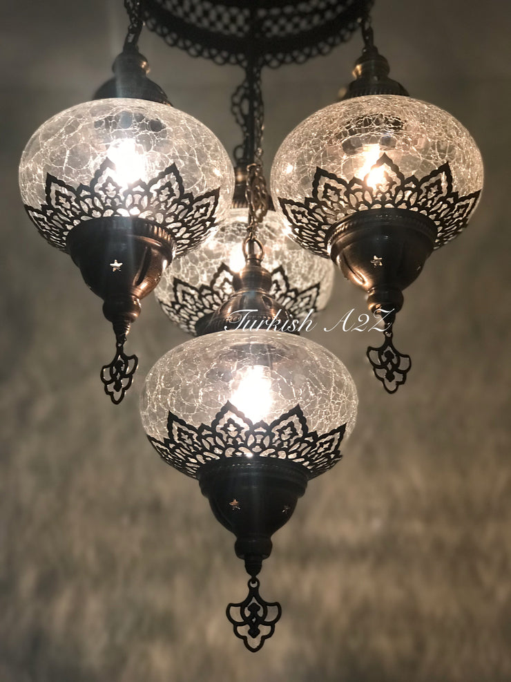 Chandelier with 4 Cracked Globes (Sultan model) , ID:148 - TurkishLights.NET