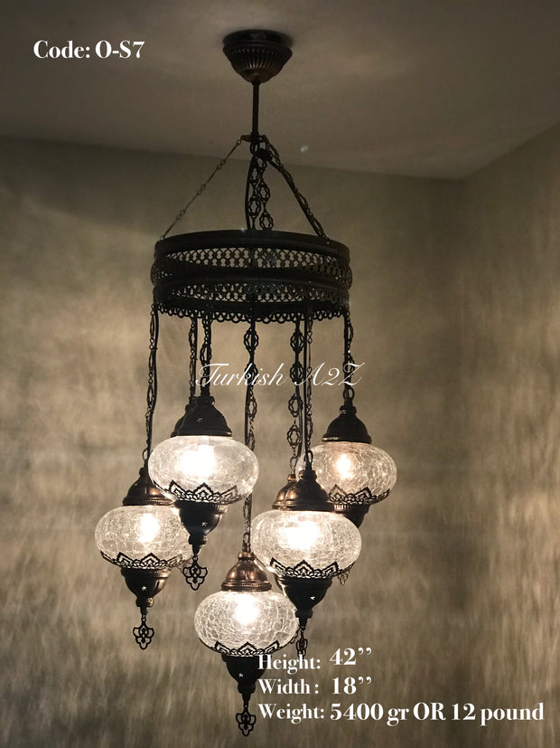 Chandelier with 7 Cracked Globes (Sultan model) , ID:148 - TurkishLights.NET