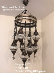 Turkish Mosaic Chandelier Fixtures (Not Included Globes) - TurkishLights.NET