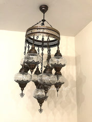 Chandelier with 9 Cracked Globes (Sultan model) , ID:148 - TurkishLights.NET