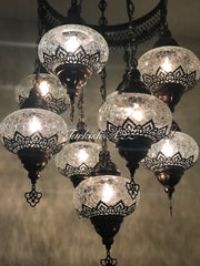 Chandelier with 9 Cracked Globes (Sultan model) , ID:148 - TurkishLights.NET