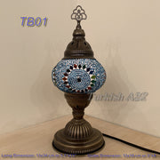 TURKISH MOSAIC TABLE LAMP,  MEDIUM GLOBE - TurkishLights.NET