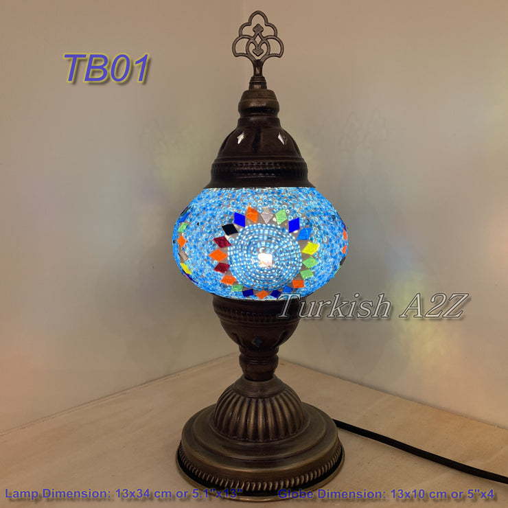 TURKISH MOSAIC TABLE LAMP,  MEDIUM GLOBE - TurkishLights.NET