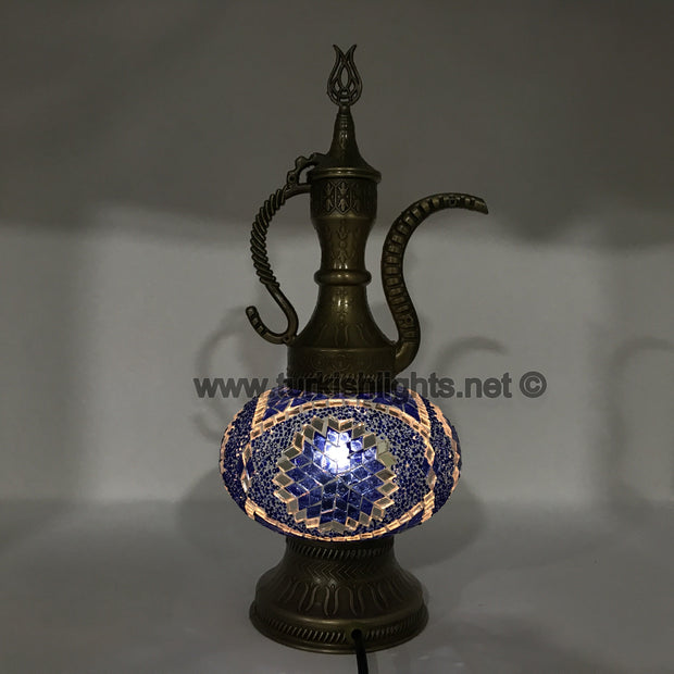 MOSAIC TABLE LAMP, PITCHER (IBRIK) - LARGE GLOBE - TurkishLights.NET