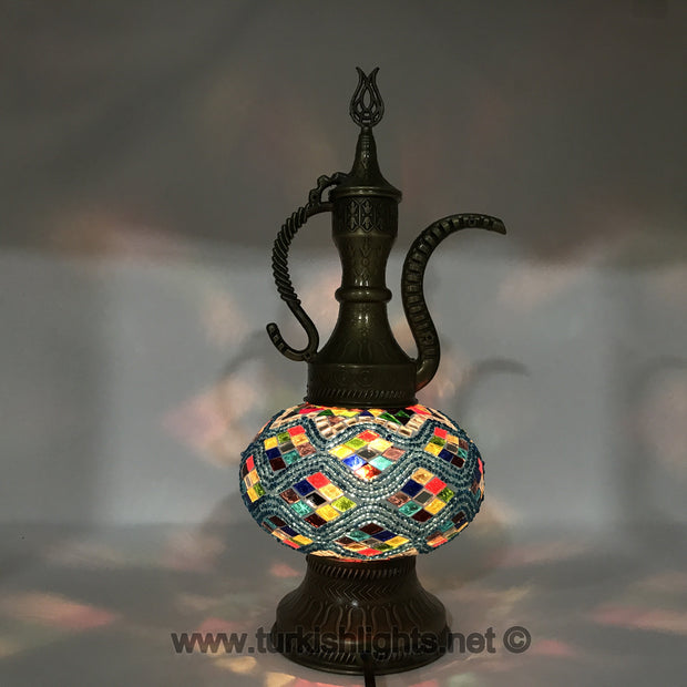 MOSAIC TABLE LAMP, PITCHER (IBRIK) - LARGE GLOBE - TurkishLights.NET