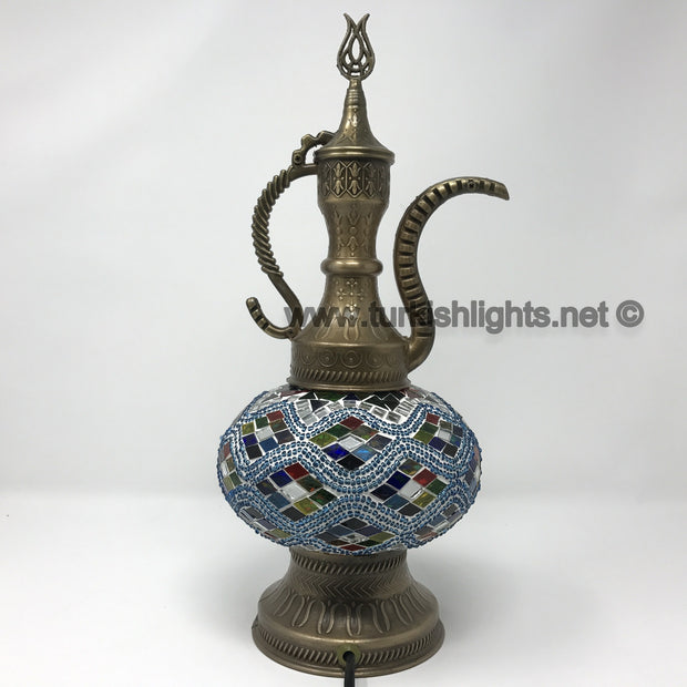 MOSAIC TABLE LAMP, PITCHER (IBRIK) - LARGE GLOBE - TurkishLights.NET