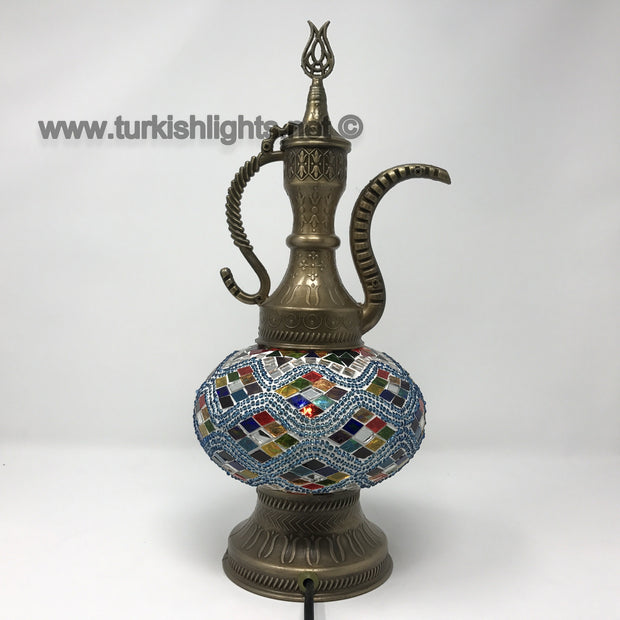 MOSAIC TABLE LAMP, PITCHER (IBRIK) - LARGE GLOBE - TurkishLights.NET