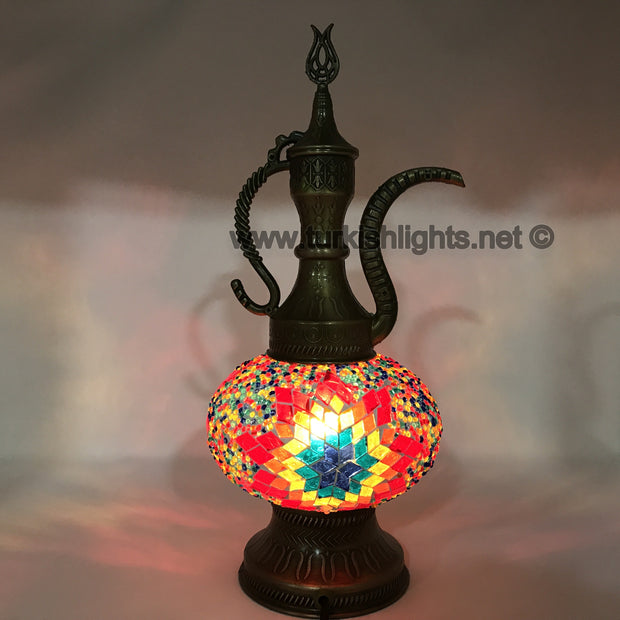 MOSAIC TABLE LAMP, PITCHER (IBRIK) - LARGE GLOBE - TurkishLights.NET