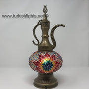 MOSAIC TABLE LAMP, PITCHER (IBRIK) - LARGE GLOBE - TurkishLights.NET